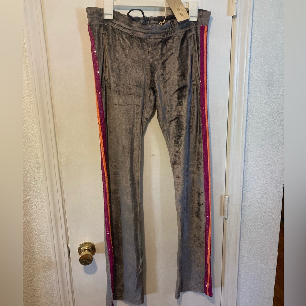 Blumarine women’s size 40 IT or EU plush velour hand embroidered track pants